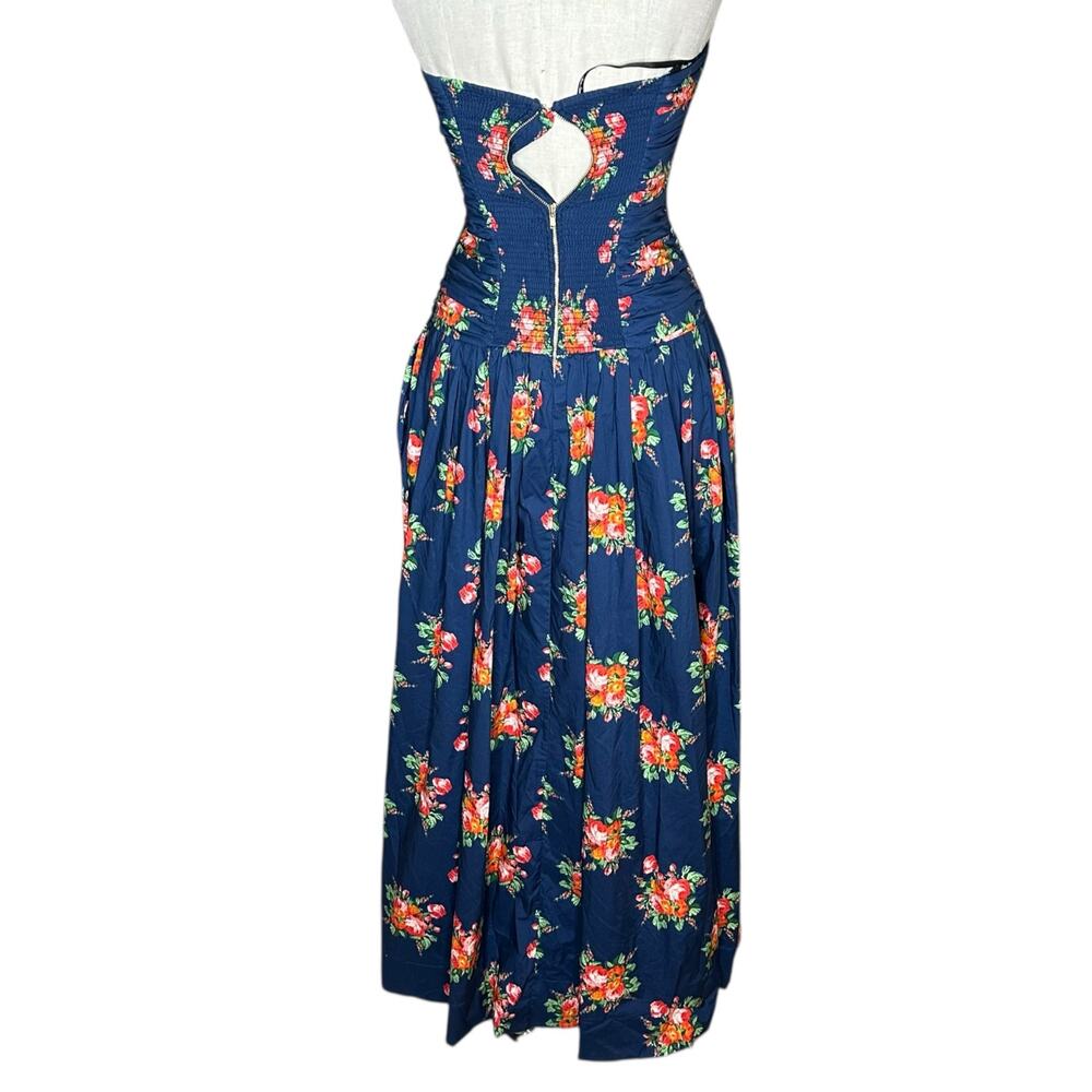 CARA CARA Montreal Maxi Gemma Scarf Blue Floral Strapless Gown Women's‎ Size 2 - Picture 4 of 13